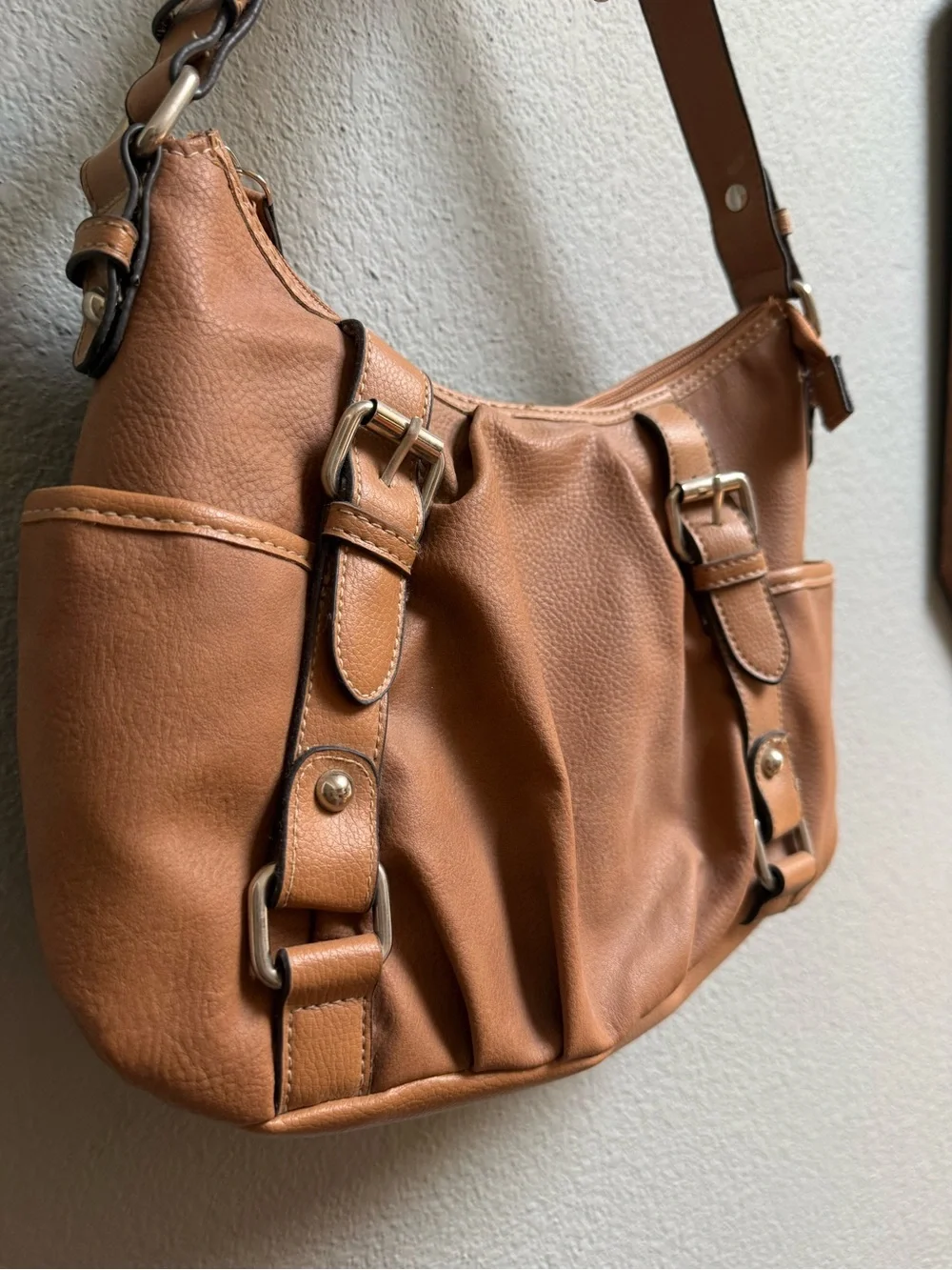 croft & barrow Cognac Pebbled Hobo Shoulder Bag